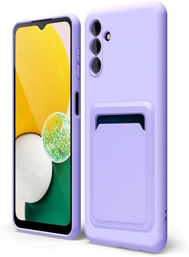 Soft Silicone Case Cover with Card Holder Compatible with Samsung Galaxy A13 5G / A04S, Fashion Soft Design Wallet Case (Lavender)
